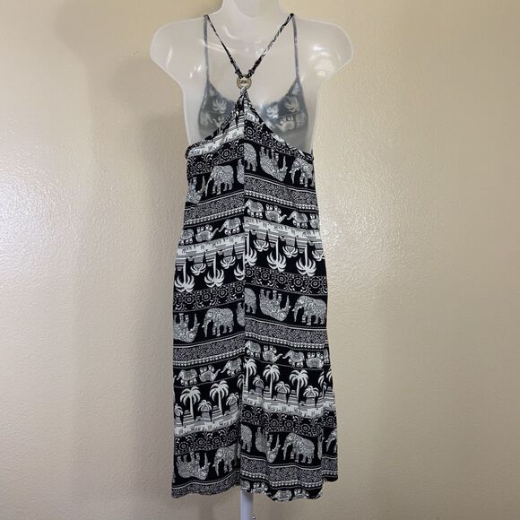 Black Dress elephant Print Women’s Medium M - Picture 2 of 5